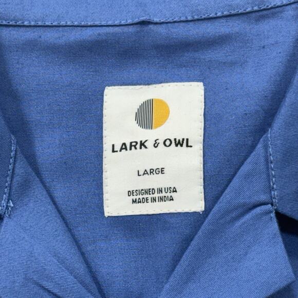 Lark & Owl Motorcycle Speed Shop Men’s Shirt Large Blue Button Up Vintage Look. - Picture 5 of 7